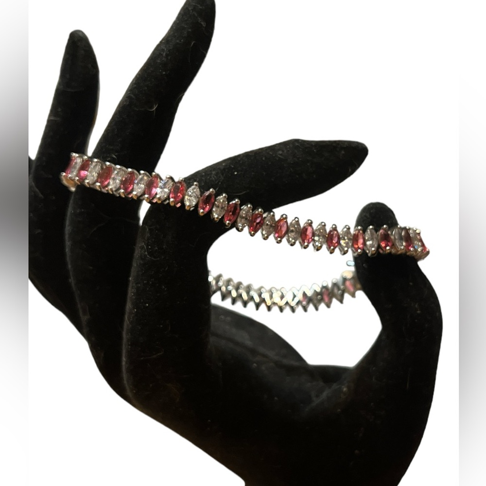 925 CN GM Pink and Clear Stone Tennis Bracelet